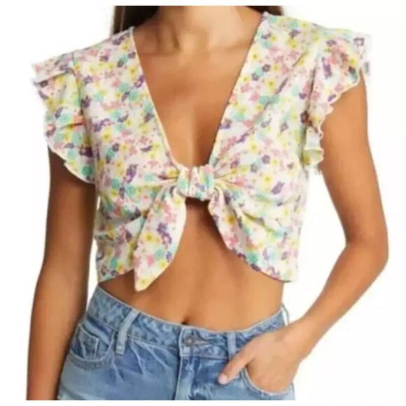 VERO MODA Floral Crop Top. Size XS. Floral Design. NWOT. N - Picture 1 of 7